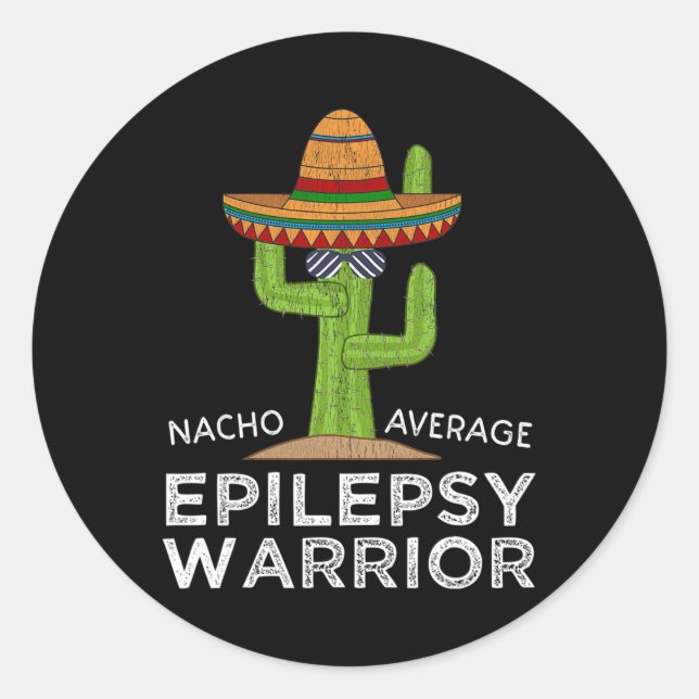 Pegatina Redonda Guerrero de la Epilepsia de la Conciencia Graciosa (Anverso)