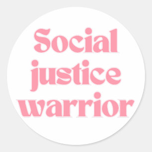 Pegatina Redonda Guerrero de la Justicia Social Cita Femenina Linda