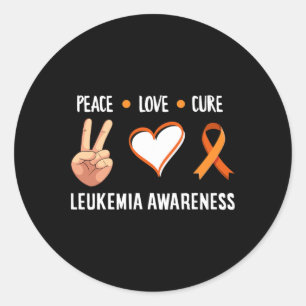 Pegatina Redonda Guerrero de la leucemia Paz Amor Cura Leucemia Cán