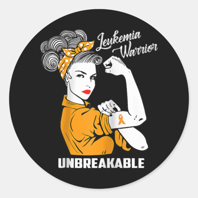 Pegatina Redonda Guerrero de la leucemia: un regalo de conciencia i (Anverso)