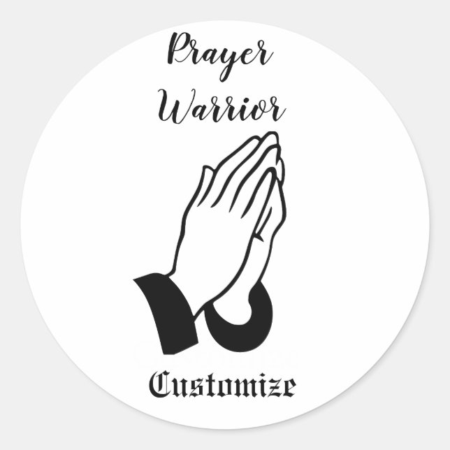 Pegatina Redonda Guerrero de la oración Rezando Thunder_Cove (Anverso)