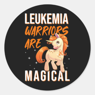 Pegatina Redonda Guerrero de leucemia Magia Unicornio Naranja Ribbo