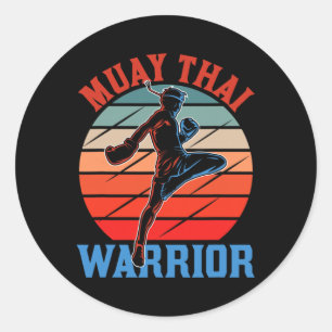 Pegatina Redonda Guerrero de Muay Thai Artes Marciales Pasatiempo B