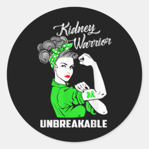 Pegatina Redonda Guerrero de Riñones: Un regalo inquebrantable de s