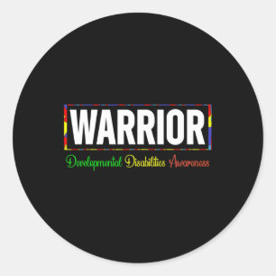 Pegatina Redonda Guerrero de sensibilización sobre las discapacidad