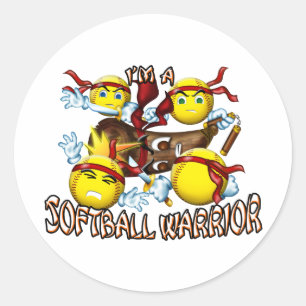 Pegatina Redonda Guerrero de Softball