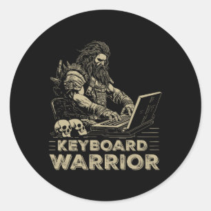 Pegatina Redonda Guerrero de teclado en línea cita videojuegos 1