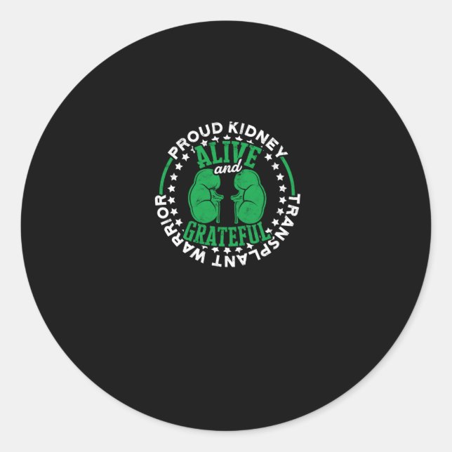 Pegatina Redonda Guerrero de trasplante de riñón con vida y (Anverso)