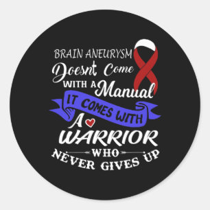 Pegatina Redonda Guerrero del aneurisma del cerebro divertido Aneur