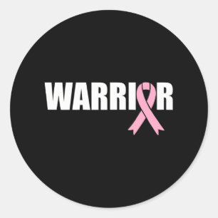 Pegatina Redonda Guerrero del cáncer de mama Día Mundial del Cáncer