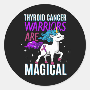Pegatina Redonda Guerrero Del Cáncer Magical Unicornio Púrpura Verd