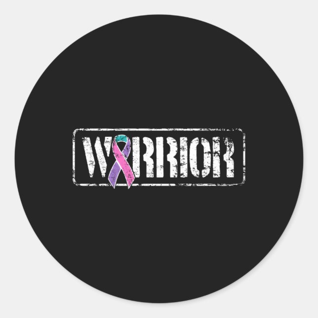 Pegatina Redonda Guerrero del cáncer tiroideo Ri de concientización (Anverso)
