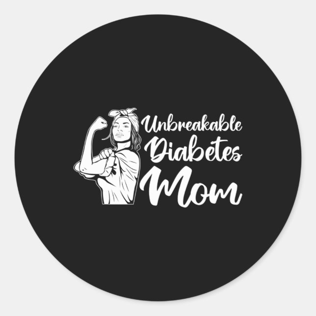 Pegatina Redonda Guerrero del T1D inquebrantable para la diabetes d (Anverso)