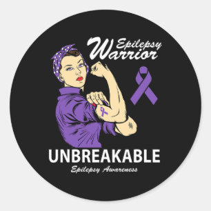 Pegatina Redonda Guerrero Epilepsia Inquebrantable Epilepsia Concie