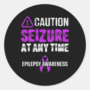 Pegatina Redonda Guerrero epiléptico superviviente de epilepsia Con