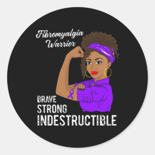 Pegatina Redonda Guerrero Indestructible Dolor Crónico Conciencia
