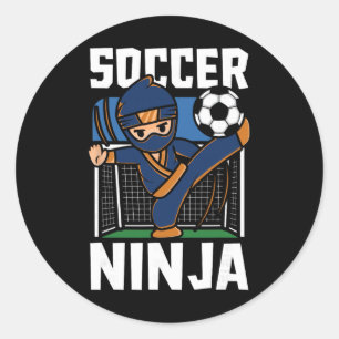 Pegatina Redonda Guerrero jugador de fútbol Ninja divertido amante