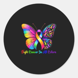 Pegatina Redonda Guerrero lucha contra el cáncer en y cada cinta de