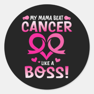 Pegatina Redonda Guerrero Mi Mamá Golpea El Cáncer De Mama Como Una