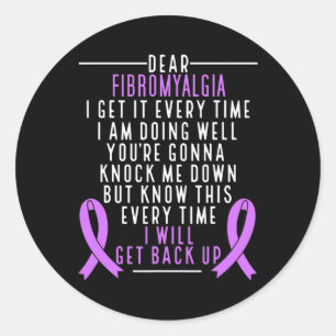 Pegatina Redonda Guerrero recuperaré la conciencia sobre Fibromialg