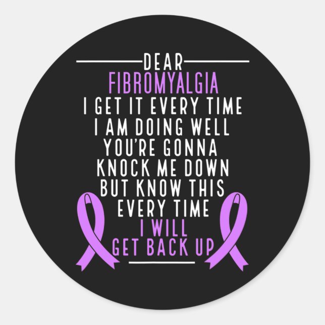 Pegatina Redonda Guerrero recuperaré la conciencia sobre Fibromialg (Anverso)