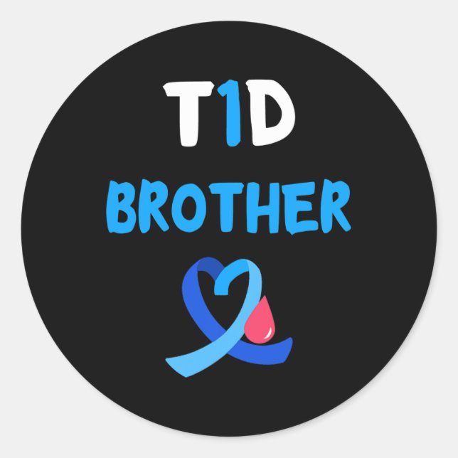 Pegatina Redonda Guerrero T1D Hermano Diabetes Awareness Squad Supp (Anverso)