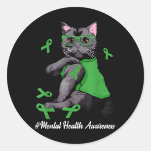 Pegatina Redonda Guerreros de la Concienciación sobre la Salud Ment