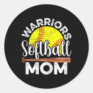Pegatina Redonda Guerreros de Sóftbol Mamá - Día de la Madre Softbo