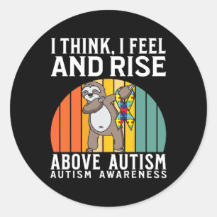 Pegatina Redonda Guerreros del autismo puzzle de niños apoyo autism