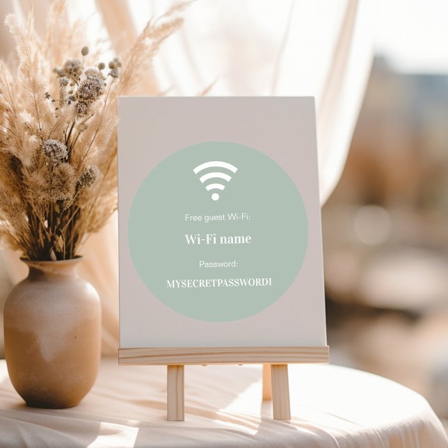 Pegatina Redonda Guest customer wifi network password sage green (Subido por el creador)