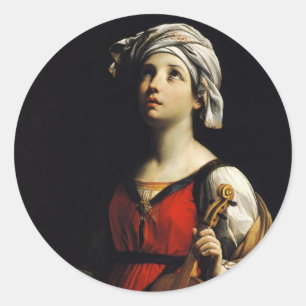 Pegatina Redonda Guido Reni- St Cecilia
