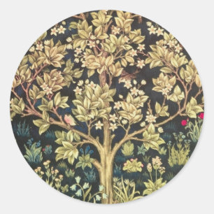 Pegatina Redonda Guillermo Morris Árbol De La Vida Vintage Pre-Raph