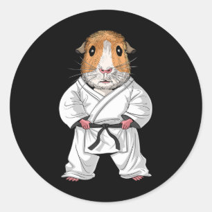 Pegatina Redonda Guinea Pig Karate Ninja Jiu-jitsu Taekwondo Martia