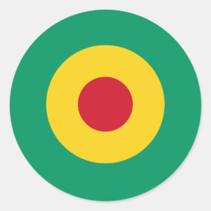 Pegatina Redonda Guinea redondeo símbolo de la bandera del país ejé