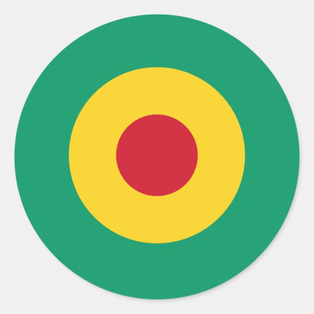 Pegatina Redonda Guinea redondeo símbolo de la bandera del país ejé (Anverso)