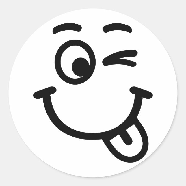 Pegatina Redonda guiño de cara (Anverso)