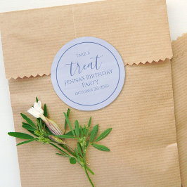 Pegatina Redonda Guión acuarela de caligrafía simple de cumpleaños 