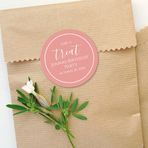 Pegatina Redonda Guión acuarela de caligrafía simple de cumpleaños 