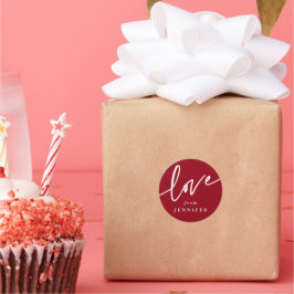 Pegatina Redonda Guión 'Amor' Personalizado Letra Classic Round Sti