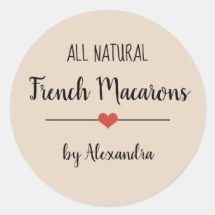 Pegatina Redonda Guión beige de los Macarons franceses