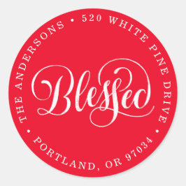 Pegatina Redonda Guión bendito | Etiquetas de dirección de devoluci