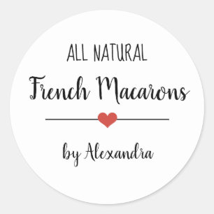 Pegatina Redonda Guión blanco de los Macarons franceses