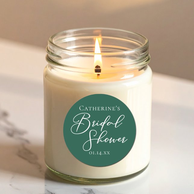 Pegatina Redonda Guión blanco Personalizado de ducha verde esmerald (Subido por el creador)