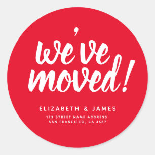 Pegatina Redonda Guión blanco rojo simple que hemos movido