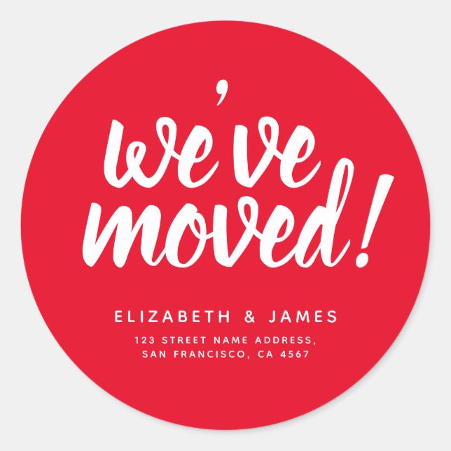 Pegatina Redonda Guión blanco rojo simple que hemos movido (Anverso)