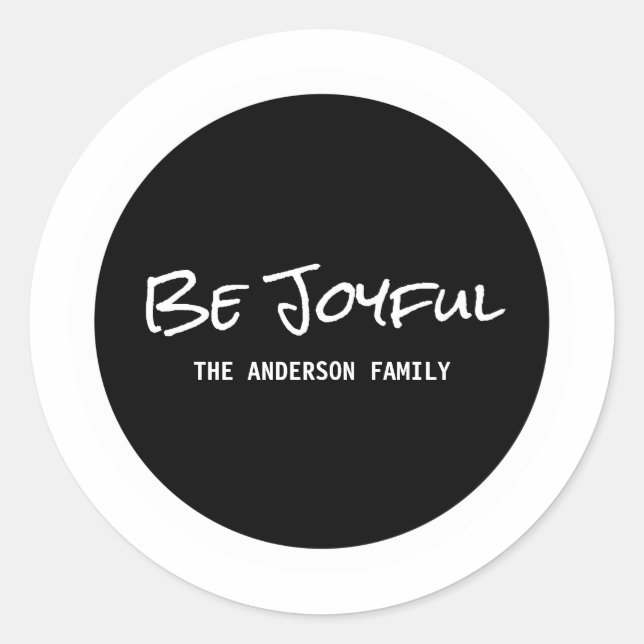 Pegatina Redonda Guión blanco simple ser alegres Pegatinas de vacac (Anverso)