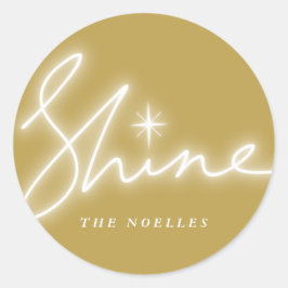 Pegatina Redonda Guión Brillante De Escritura A Mano En Vacaciones 