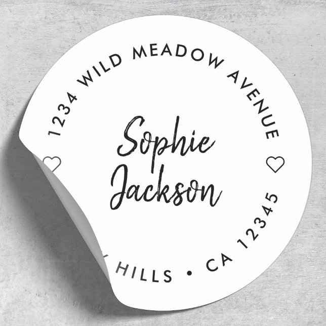 Pegatina Redonda Guión cardíaco moderno | Dirección de devolución M (Subido por el creador)