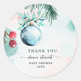 Pegatina Redonda Guión de agradecimiento para Baby Shower de niño e
