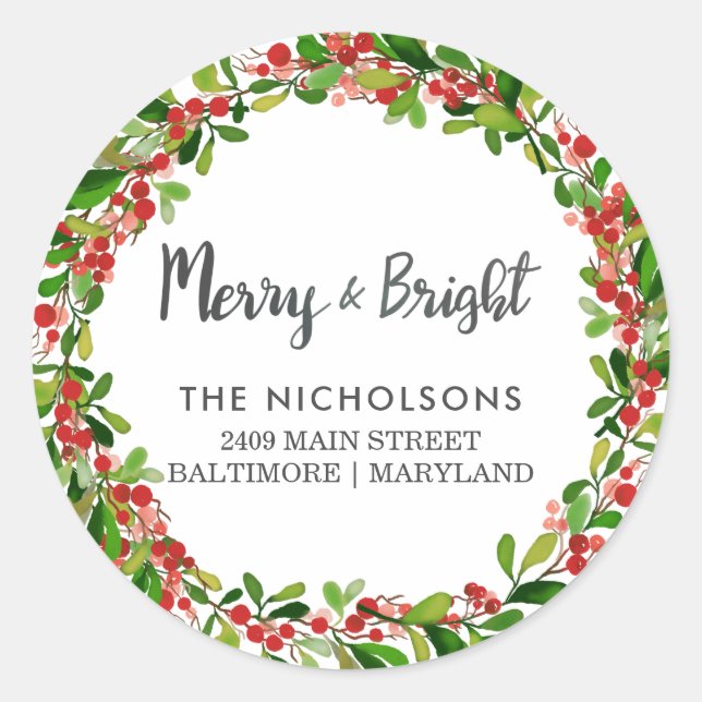 Pegatina Redonda Guión De Cereza Y Brillo | Dirección de devolución (Anverso)